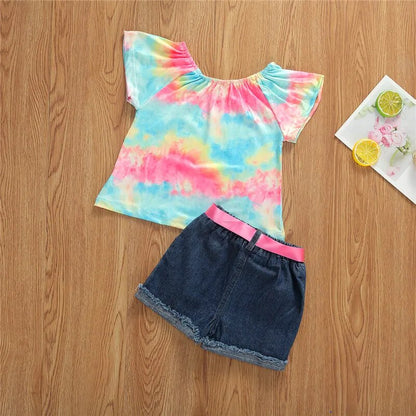 Colorful Ruffles Sleeve Set