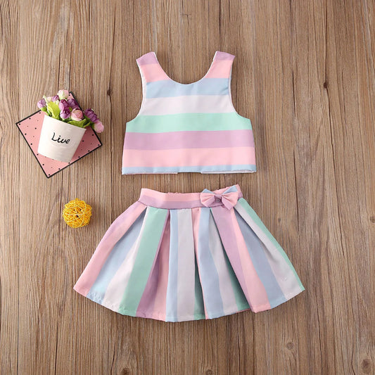 Rainbow Striped Sleeveless Set