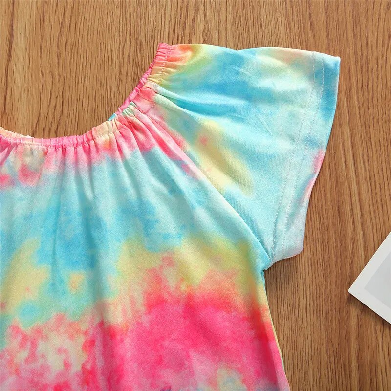 Colorful Ruffles Sleeve Set