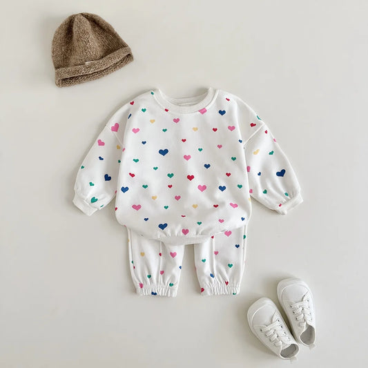 Heart Print Sweatshirt & Pants
