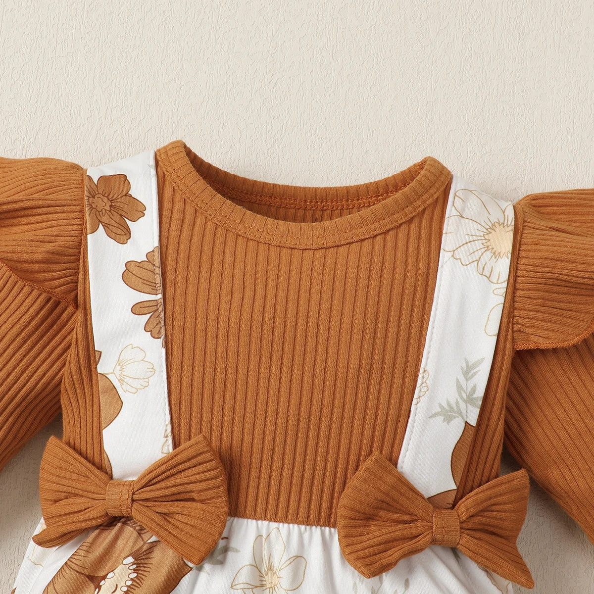 Long-Sleeved Stitching Flower Dress